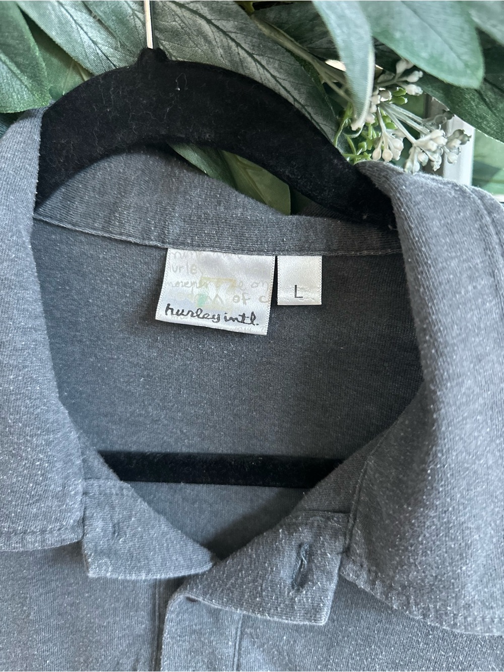 ⁠Hurley Intl Mens Size Large Gray Colorblock Short Sleeve Polo Shirt Y2K Surf⁠ - Picture 2 of 7